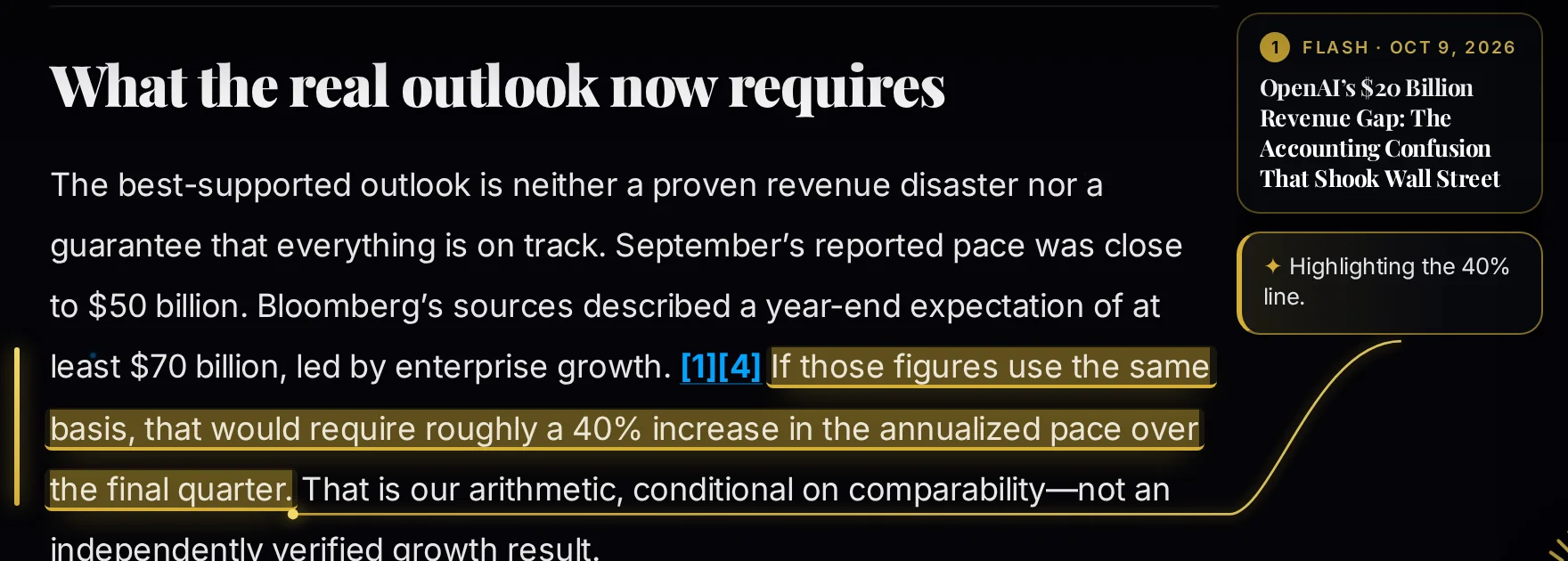 A sentence highlighted on the page with a line to APRYL's note in the margin: Highlighting the 40% line.