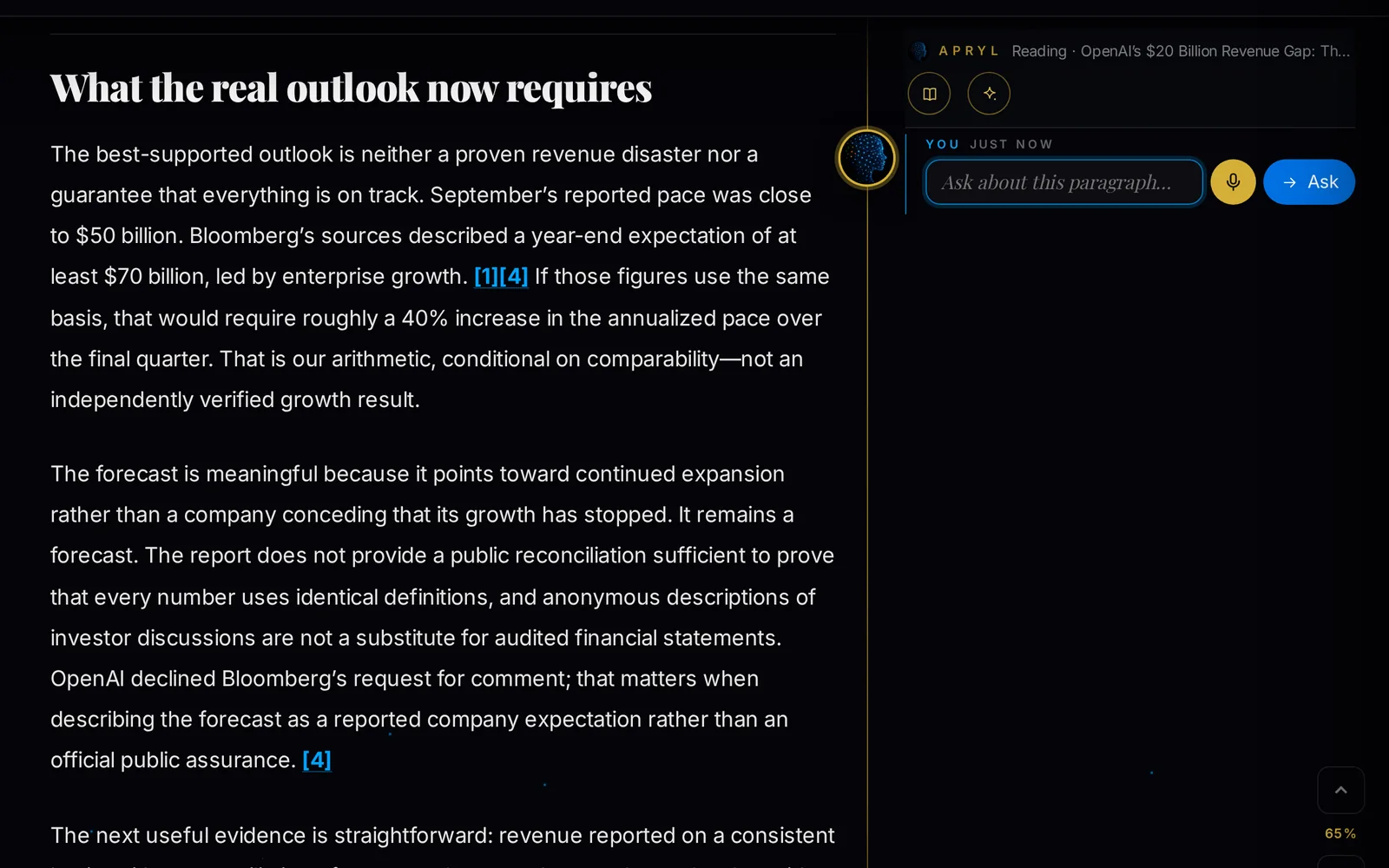 Margin: APRYL beside the paragraph, ready to answer about it.
