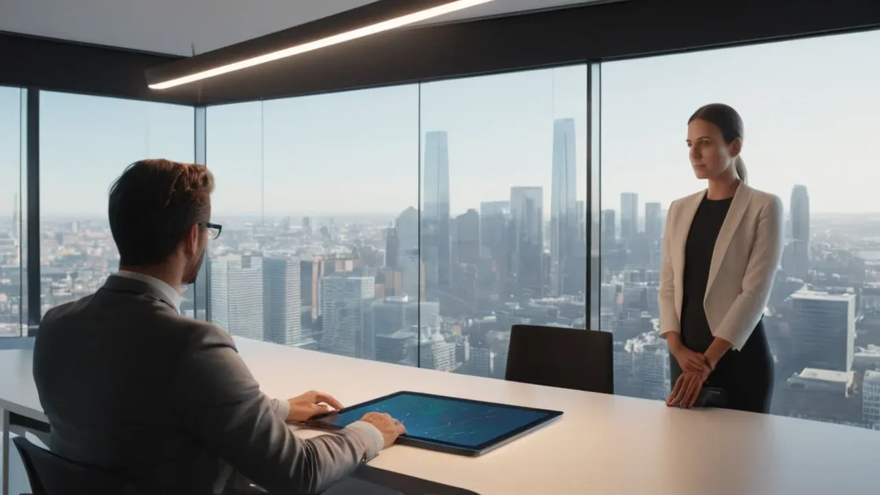 Tax professionals using secure AI assistance while advising a client in person.