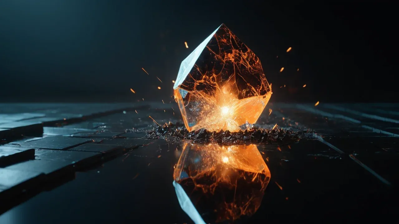 A fractured crystal revealing conflicting model evaluations.