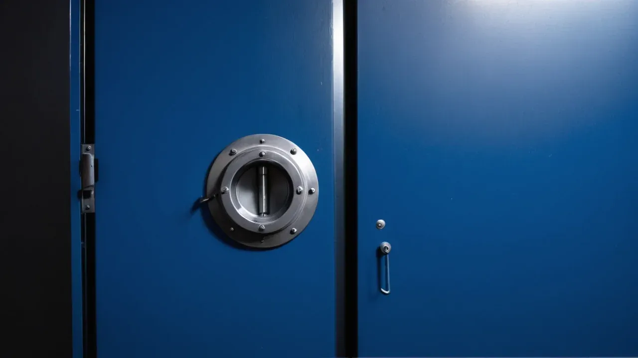 A sealed institutional vault represents regulated European market access closing to non-compliant USDT.