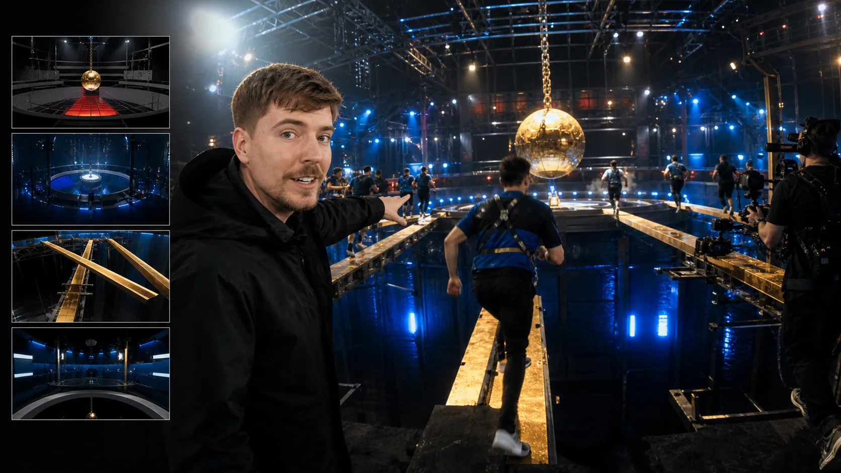 MrBeast establishes a challenge immediately while candidate opening frames and retention signals remain visible.