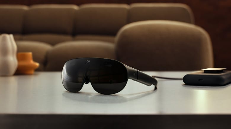 Meta VR Glasses move computing into a separate tethered puck. Photo: Meta, via Engadget.
