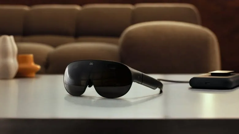 Meta VR Glasses move computing into a separate tethered puck. Photo: Meta, via Engadget.