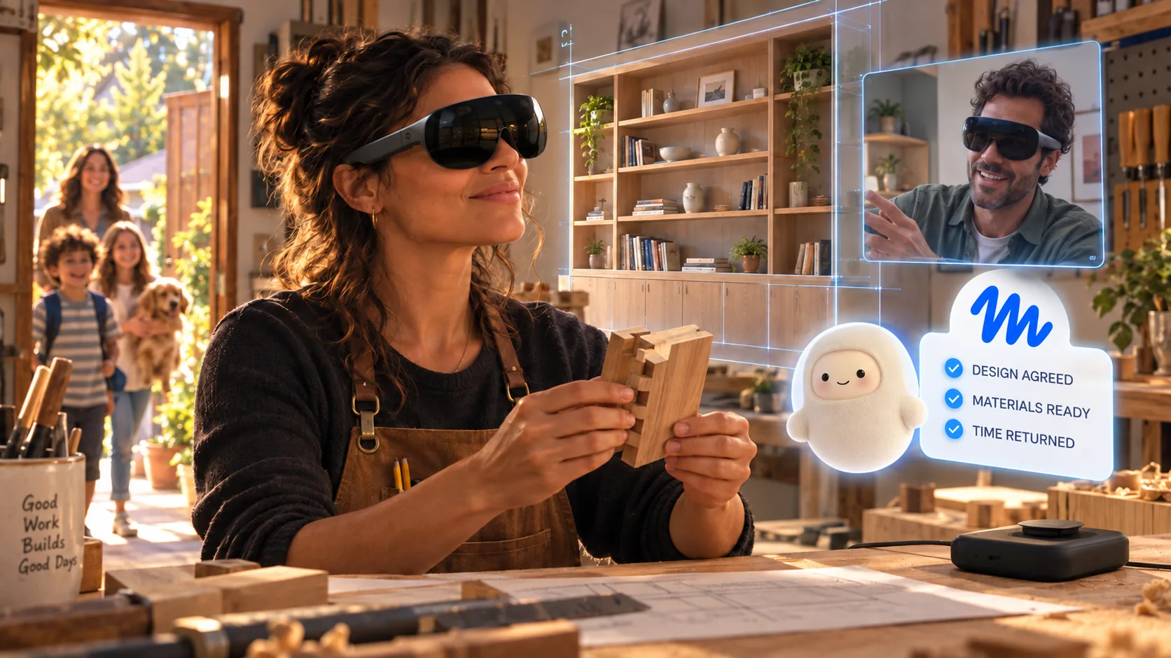 A possible small-business dividend: shared spatial design and an agent’s coordination help a maker complete the work.