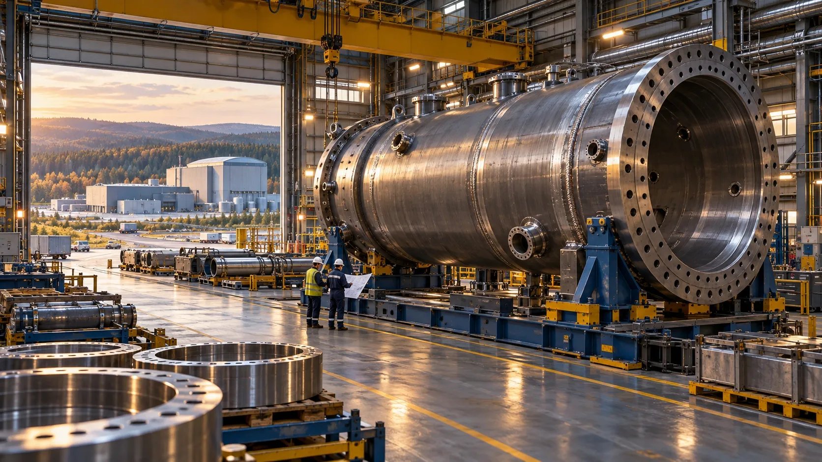 Reactor-component manufacturing and repeatable industrial deployment. Conceptual illustration.