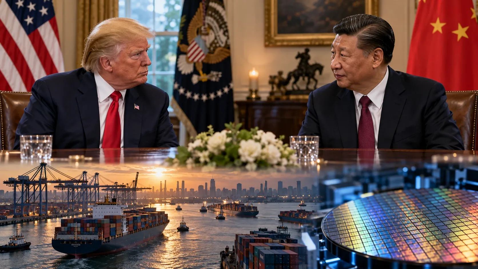 Two leaders walking side-by-side on red carpet