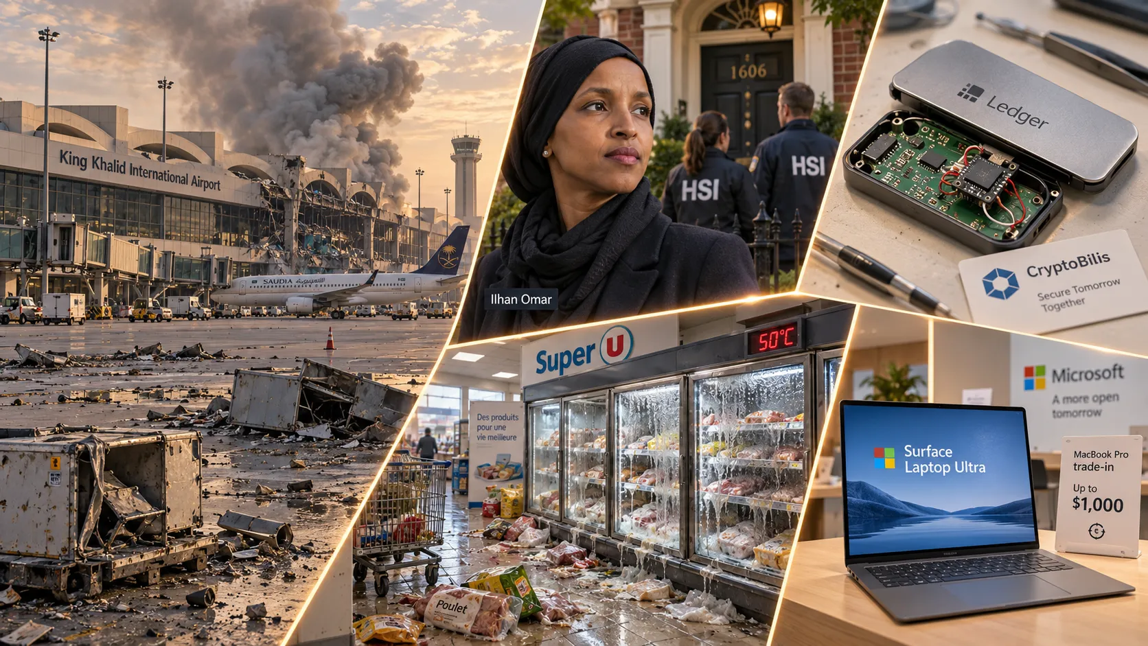 A federal investigation, airport strikes, refrigeration cyberattacks, wallet tampering and Microsoft's laptop campaign span the edition's political, security and technology signals.