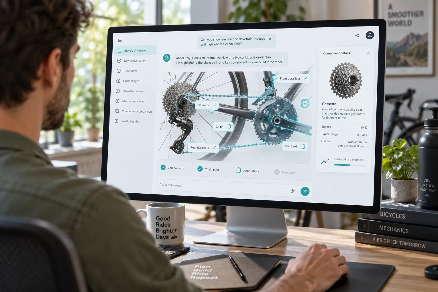 OpenAI's rollout of GPT-6 introduces Intelligent UI, embedding interactive widgets like this bicycle diagram directly into conversation responses across web and mobile platforms.
