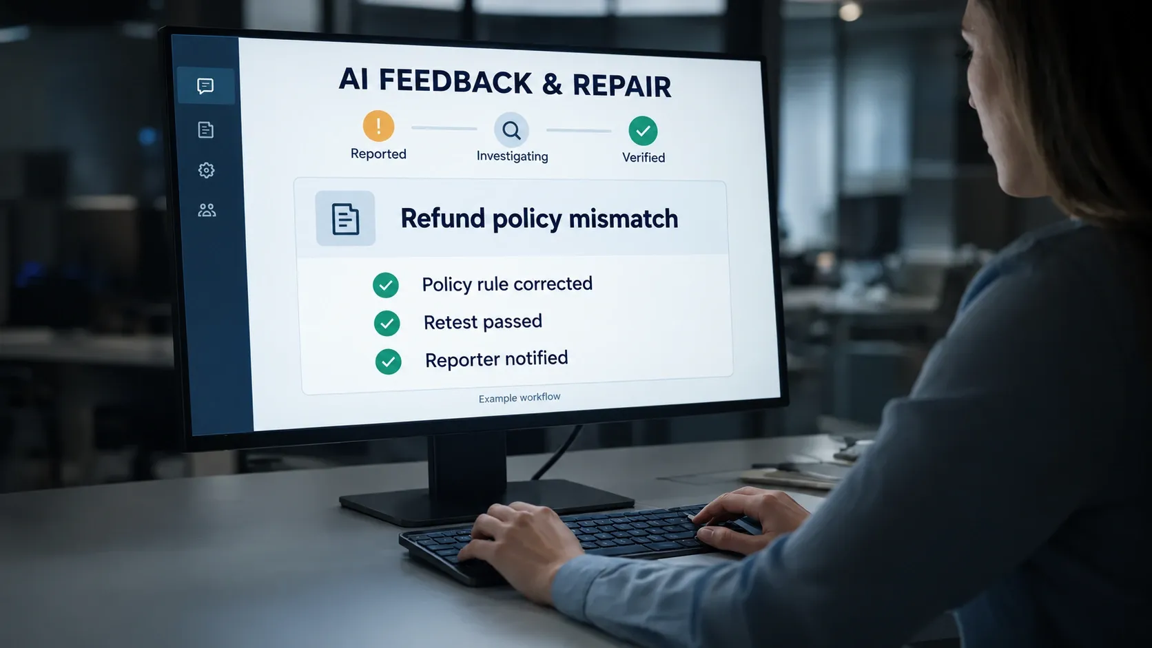 An organization learns when reported defects lead to tested repairs and visible follow-through.