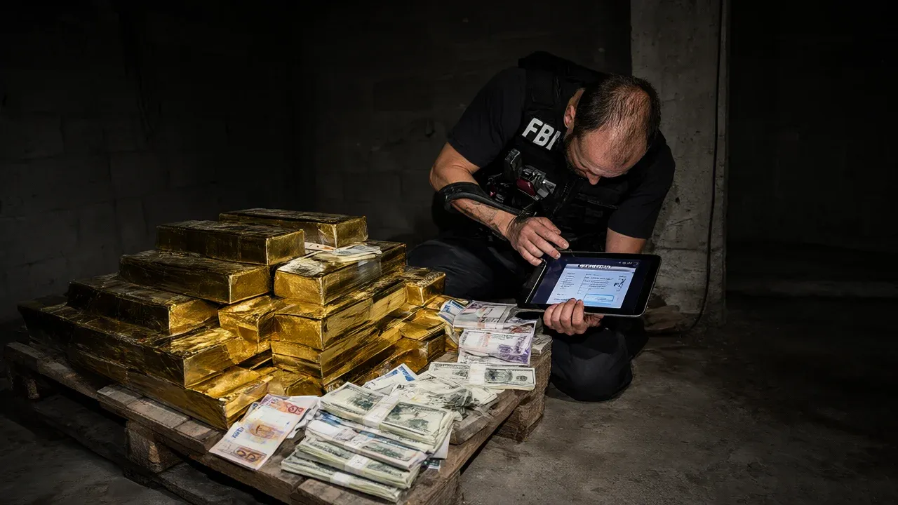 FBI agents document stacks of gold bars and cash seized from David J.