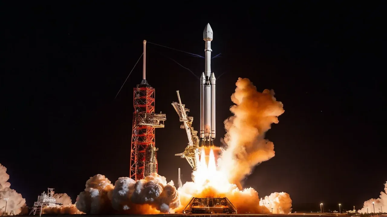 The Falcon Heavy rocket lifts off from Kennedy Space Center for its first National Reconnaissance Office mission, marking a pivotal moment in the transition to SpaceX's Starship era.