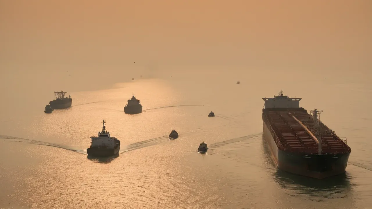 Tankers navigate the Strait of Hormuz as shipping disruptions and Middle East tensions tighten global oil supply.