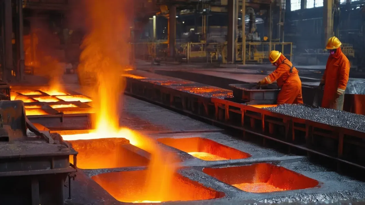 Molten gold pours into ingots at the Krasnoyarsk smelter as Russian refiners reroute exports to Hong Kong following Western sanctions.