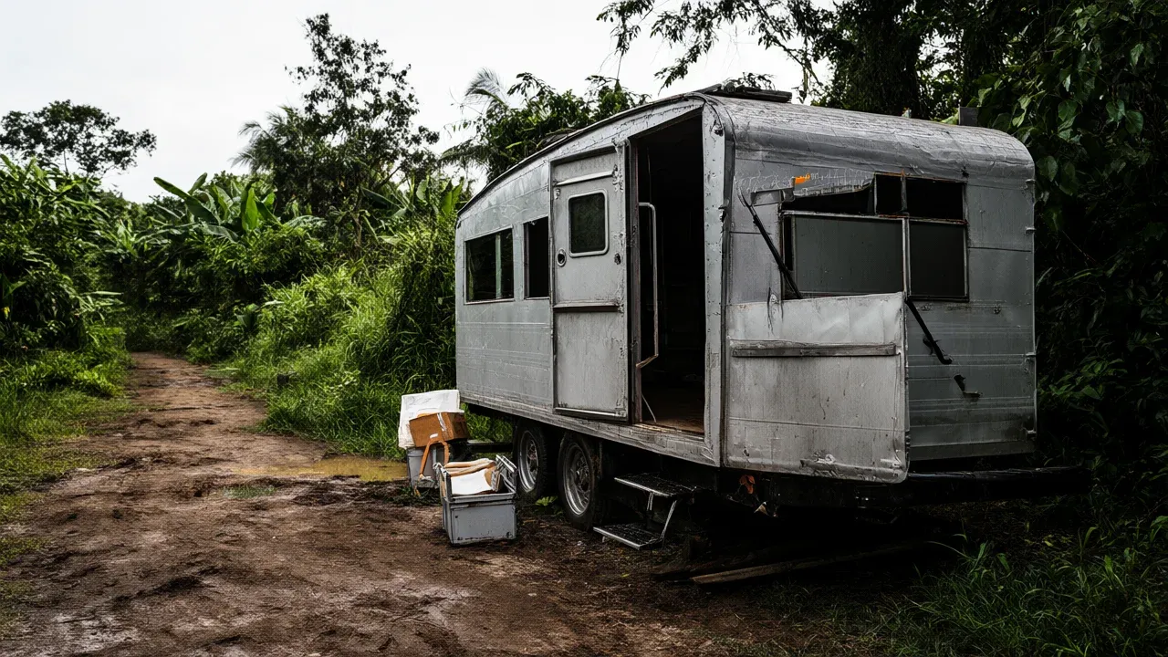 An abandoned mobile laboratory in the DRC reflects the collapse of detection capabilities as violence forces health workers to flee and treatment infrastructure to crumble.
