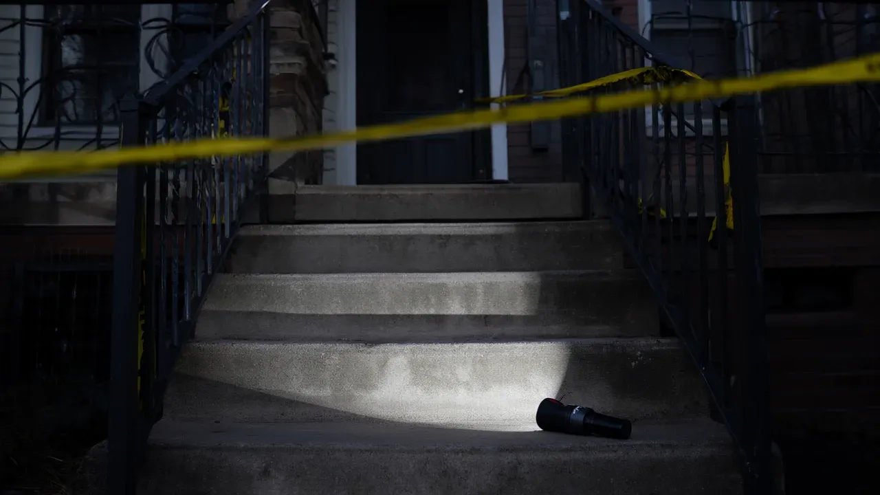 The porch on North 52nd Street where Officer Shane Seiber and his partner walked into a premeditated ambush, leaving behind only the silence of an empty street.