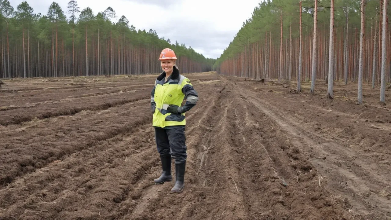 A Finnish inspector surveys a deforested site in Muhos after regulatory authorities ordered an immediate halt to Google's preparatory work for data centers due to missing environmental assessments.