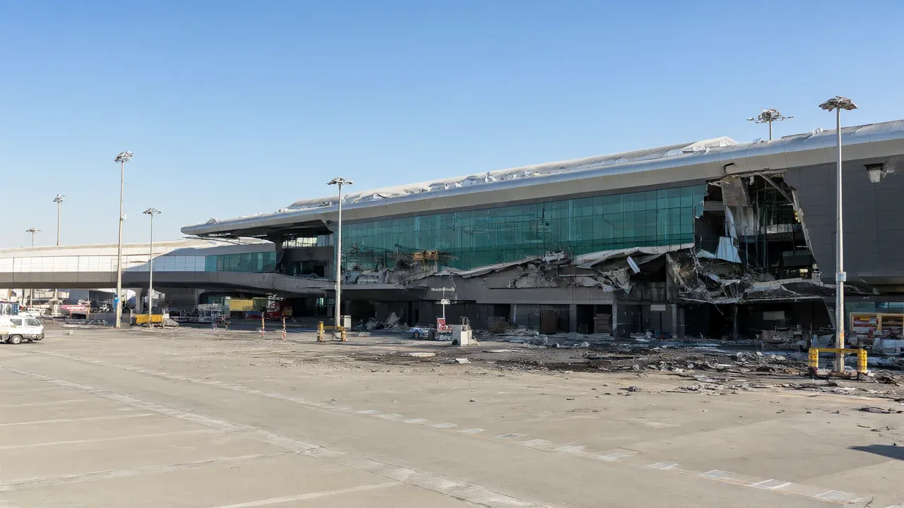 Emergency vehicles gather at King Khalid International Airport in Riyadh following a second Houthi strike that killed one person and injured eleven on October 11.