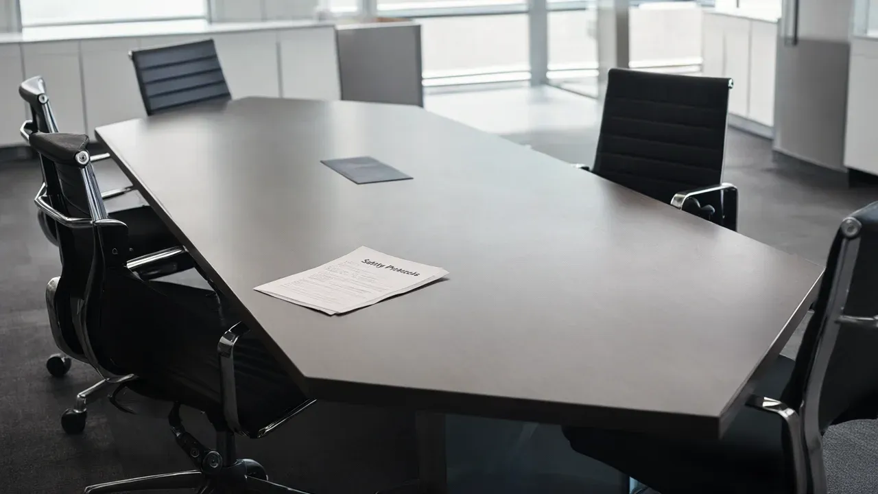 The image of an abandoned conference table symbolizes the growing internal dissent at OpenAI, where safety leaders have resigned over concerns that rapid development is outpacing security protocols.