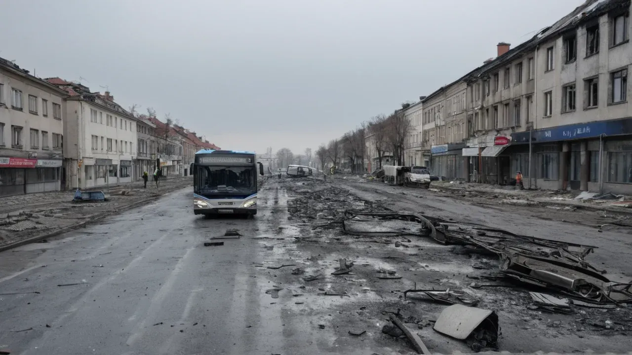 Rescue workers recover fragments from the charred remains of a bus struck by a Russian glide bomb in Kramatorsk, where officials confirmed no military targets were present.