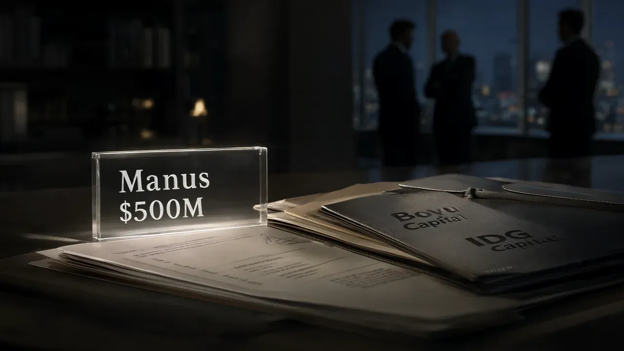 A physical representation of Manus's $500 million funding round, led by Boyu Capital and IDG Capital, underscores the company's resilient valuation following its separation from Meta.