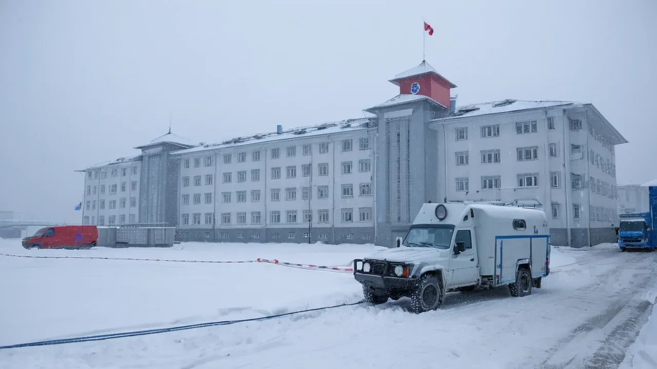 Containment vehicles surround the Irkutsk Anti-Plague Research Institute as authorities investigate a suspected plague case that resulted in a laboratory worker's death.