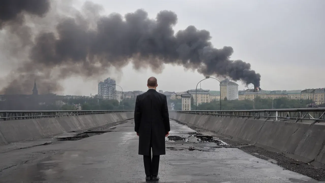 Damage to the Pivnichnyi Bridge in Kyiv is visible following a Russian drone strike that occurred during German Chancellor Friedrich Merz's unannounced visit.