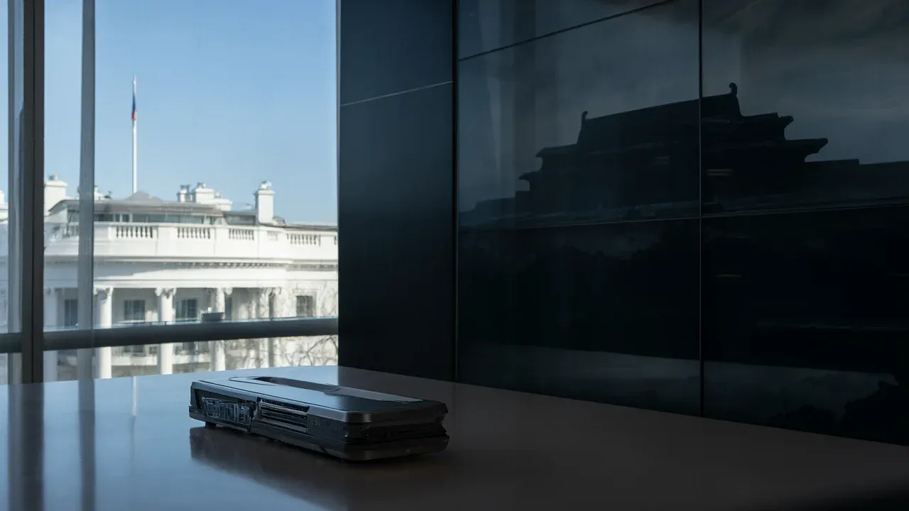 The administration frames AI leadership as a zero-sum race against China, rejecting collaboration to protect national secrets while prioritizing voluntary industry accords over statutory regulation.