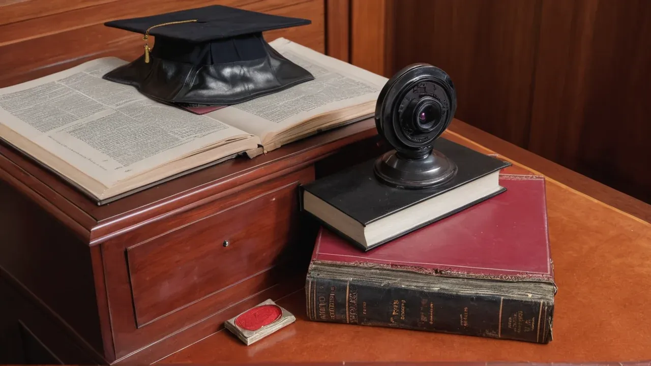 A legal desk displaying two distinct case files representing educational and media publishers, one closed and final, the other open and pending.