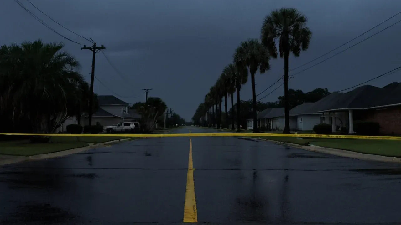 A general curfew in Mobile, Alabama, left streets empty as residents stayed home to allow first responders safe access during Hurricane Isaias.