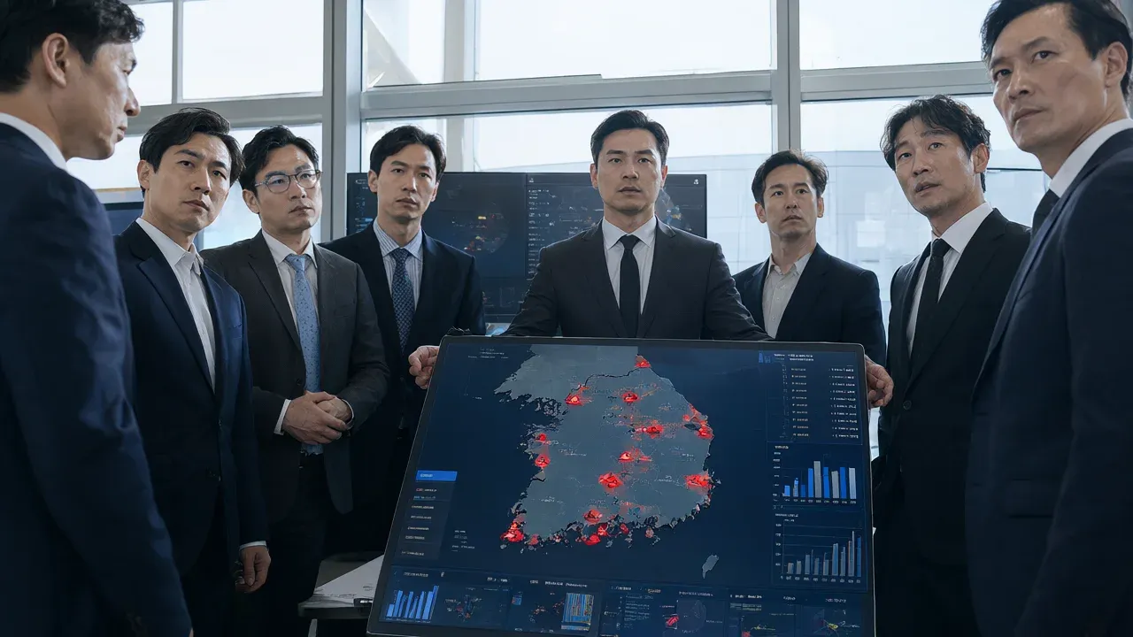 Regulators and financial executives in Seoul review data showing a coordinated wave of cyberattacks affecting multiple major South Korean banks.