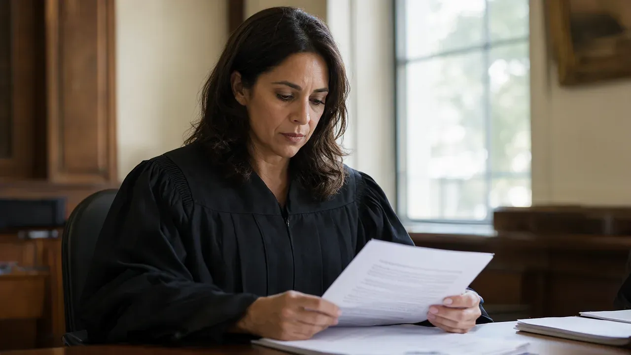 Judge Araceli Martínez-Olguín reviewing the consent decree in chambers