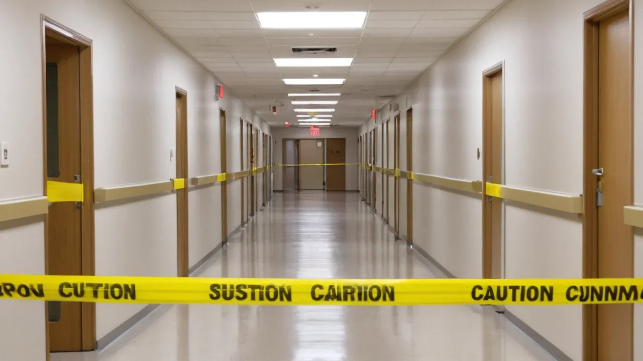 An empty corridor at the Irkutsk facility reflects the cautious isolation of contacts despite the lack of confirmed plague transmission.