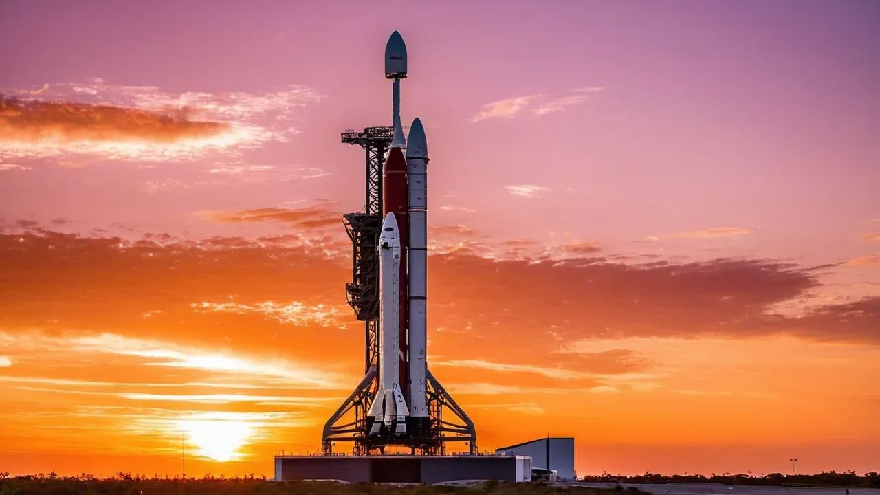 The Falcon Heavy stands on the launch pad as SpaceX transitions from its legacy fleet to the Starship system.