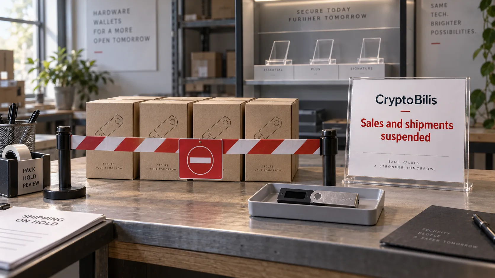CryptoBilis suspended hardware wallet sales and shipments as manufacturers severed reseller ties following the disclosure.