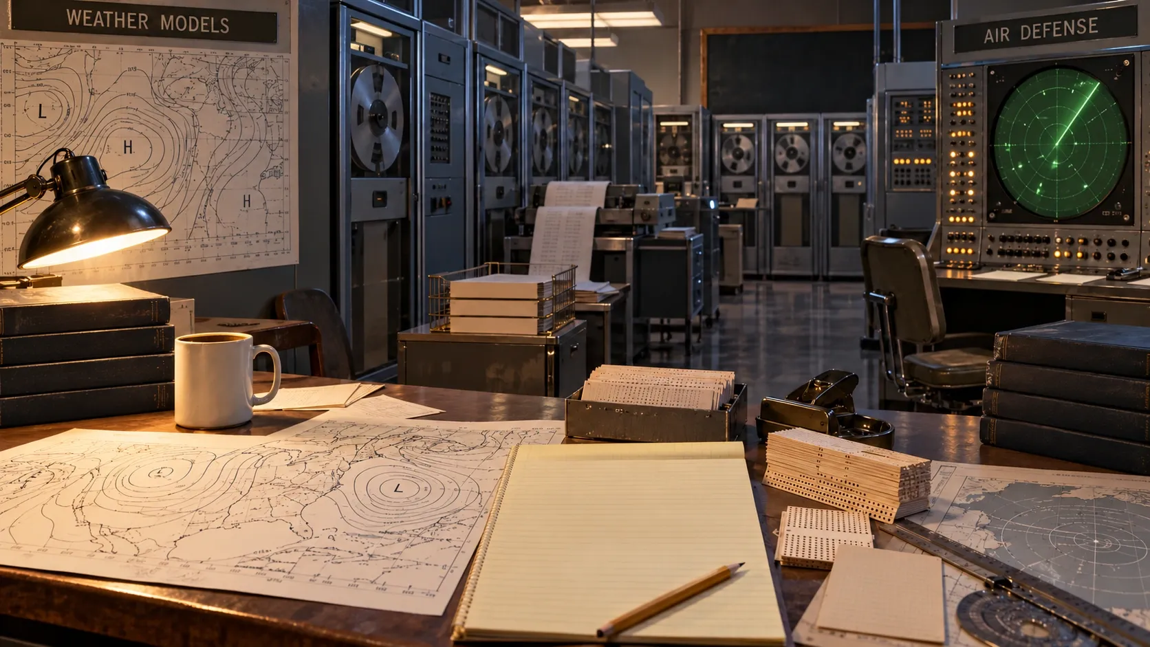 Historical illustration: From weather prediction to air-defense computing, Hamilton’s early work confronted the practical problem that would shape her career—making complex software dependable.