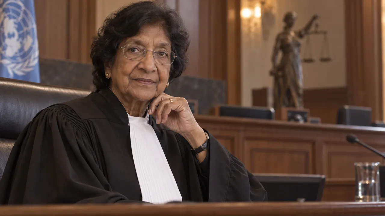 Navi Pillay, the 2026 Nobel Peace Prize laureate, is depicted in a portrait that reflects her role as a champion of international justice amidst global political pressure.