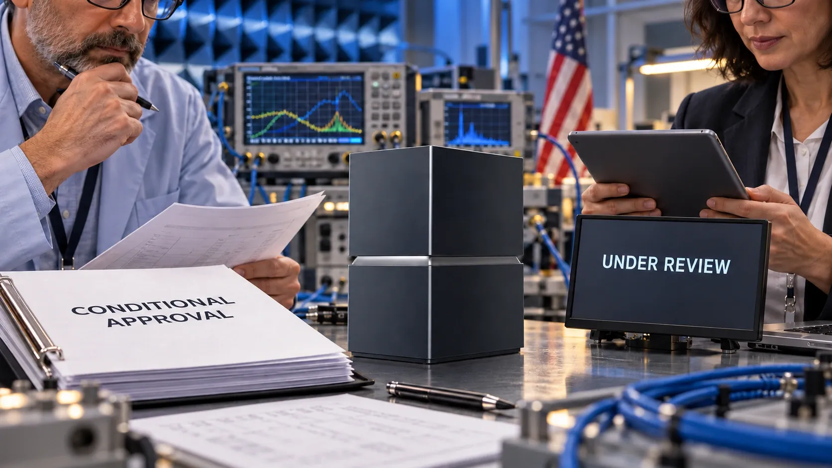 Editorial illustration of the Archer 8 Ultra reference design during new-model equipment-authorization review.