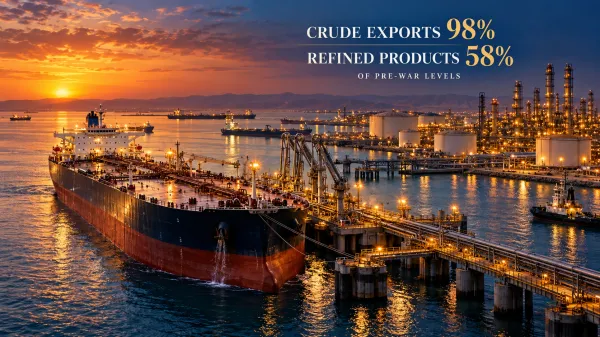 Mideast Crude Oil Flows Hit 98% of Pre-War Level, JPMorgan Says